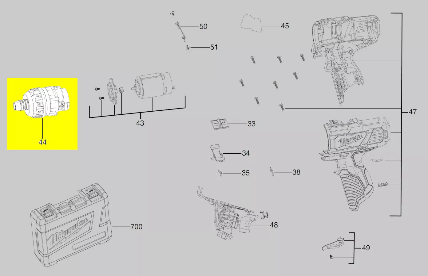 boite de transmission réf. 4931435972 Milwaukee